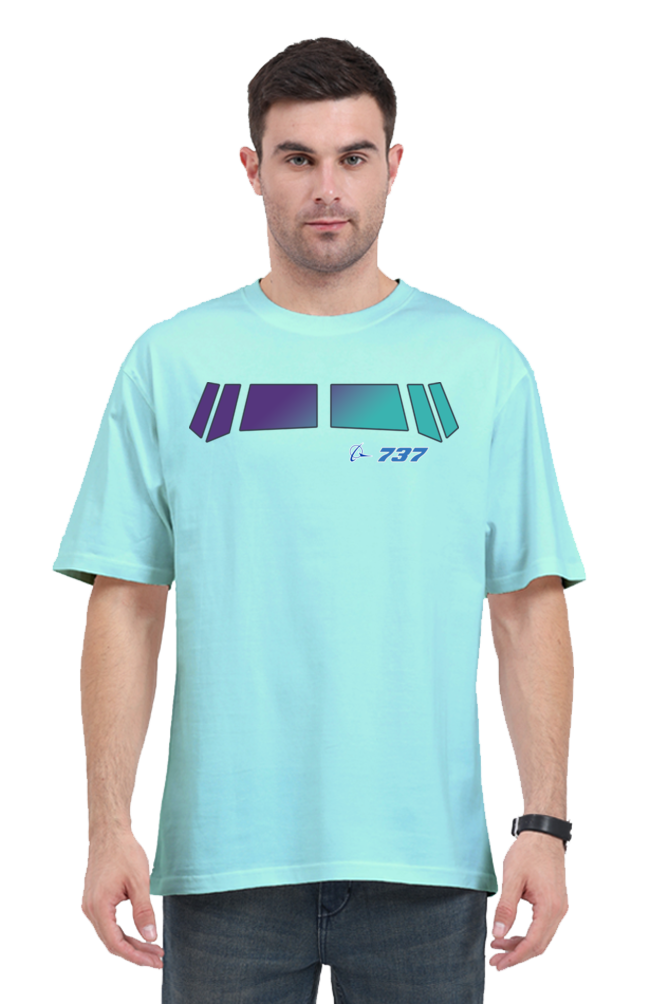 Boeing 737 Cockpit Window Print Men’s Oversized Cotton T-Shirt