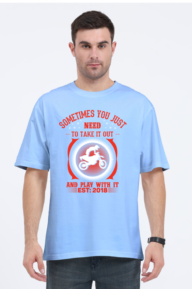 Playful Motorcycle Enthusiast Men’s Oversized T-Shirt