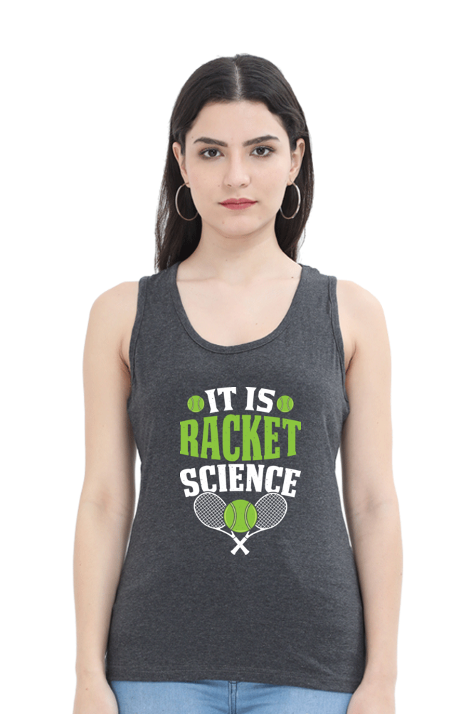 Women’s Black Tennis Humor Tank Top - It Is Racket Science