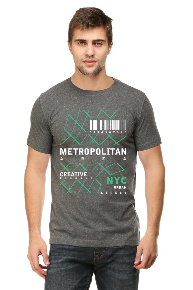 NYC Urban Street Men’s Regular Fit Cotton T-Shirt with Metropolitan Print