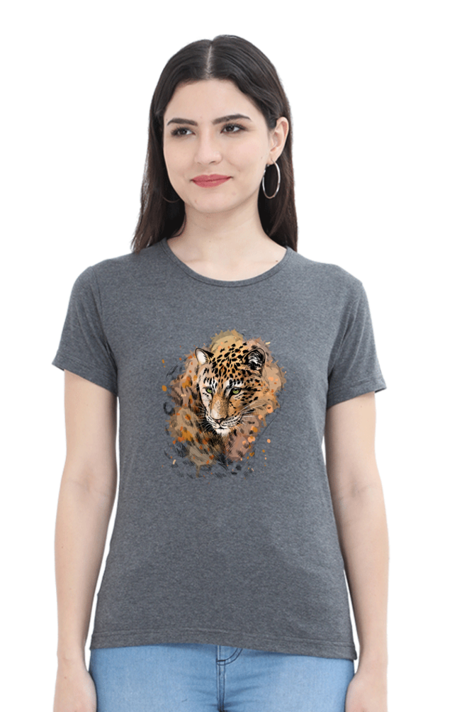 Elegant Cheetah Print Women’s Cotton T-Shirt