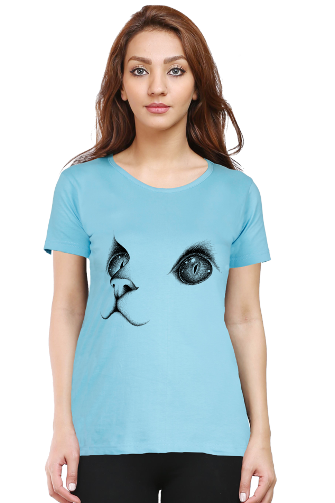 Cute Cat Face Women’s Cotton T-Shirt