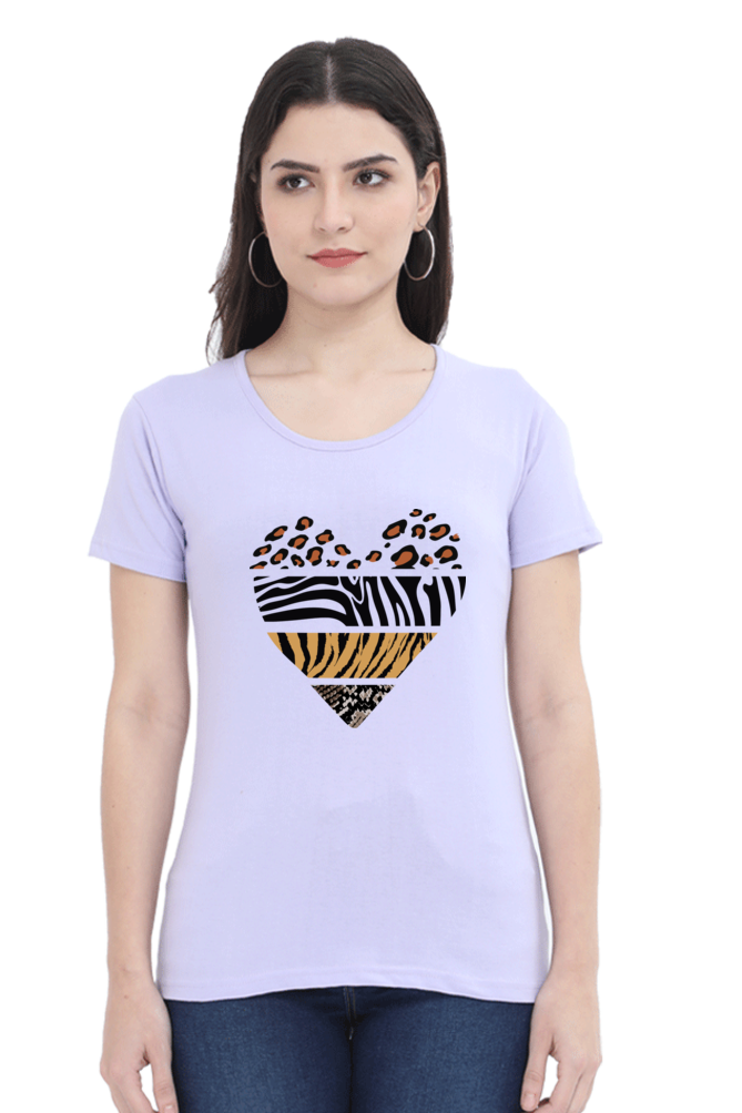 Wild Heart: Animal Print Cotton T-Shirt for Women