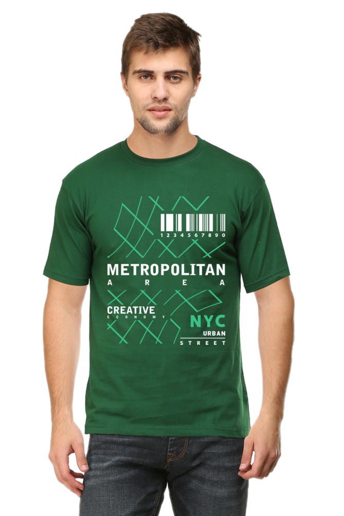 NYC Urban Street Men’s Regular Fit Cotton T-Shirt with Metropolitan Print