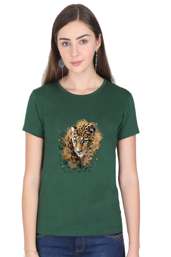 Elegant Cheetah Print Women’s Cotton T-Shirt