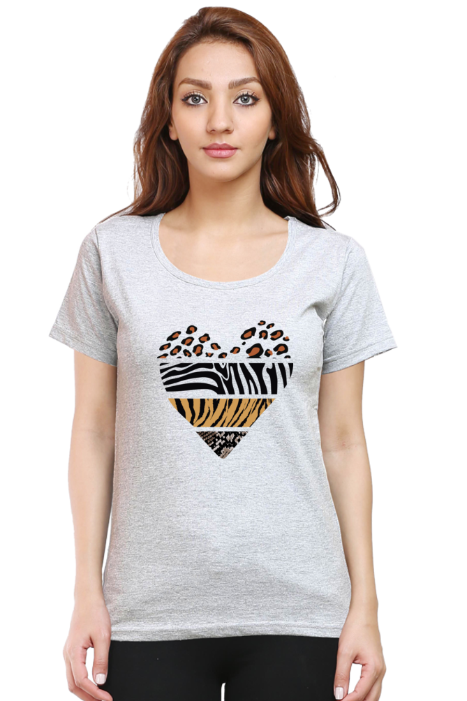 Wild Heart: Animal Print Cotton T-Shirt for Women